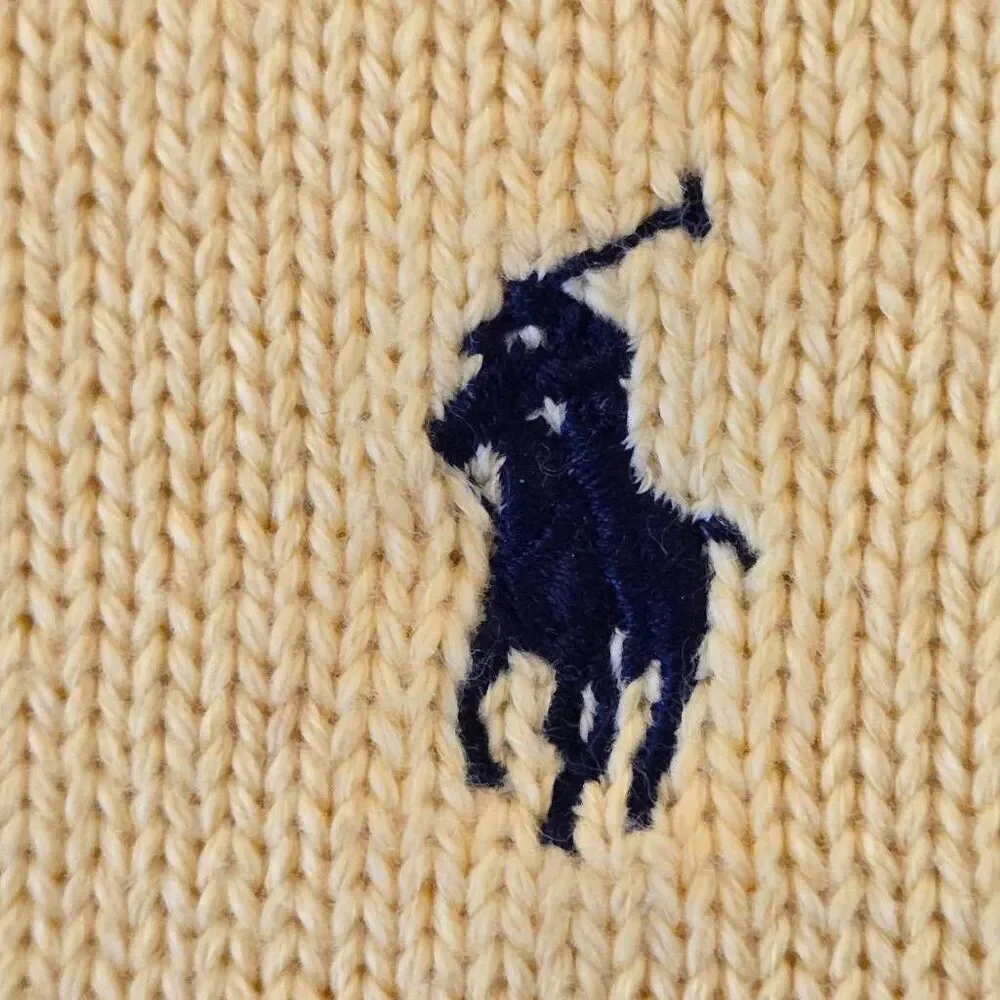 Polo Ralph Lauren Mens Quarter Zip Cotton Mock Neck Sweater Yellow Size Large